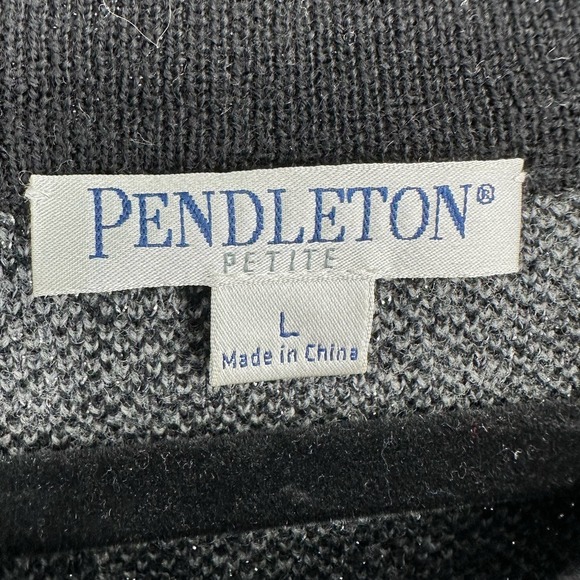 Pendleton Black Gray Metallic Zipped Cardigan Large Petite - Picture 6 of 8